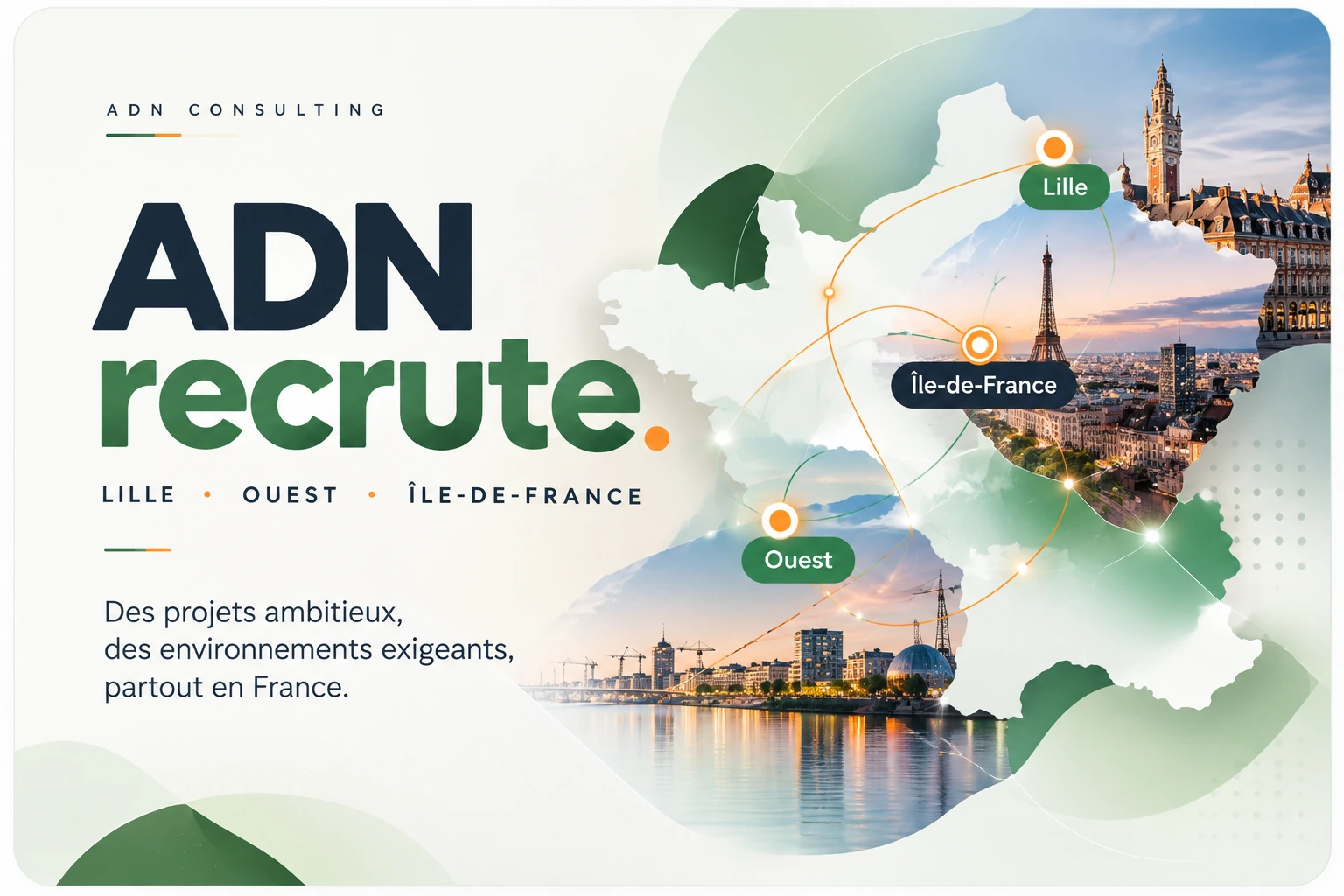ADN Consulting recrute à Lille, dans l’Ouest et en Île-de-France